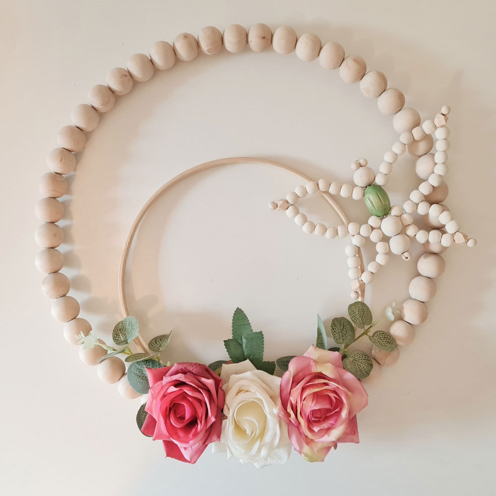 Floral Wreath with Butterfly Beaded by Luci